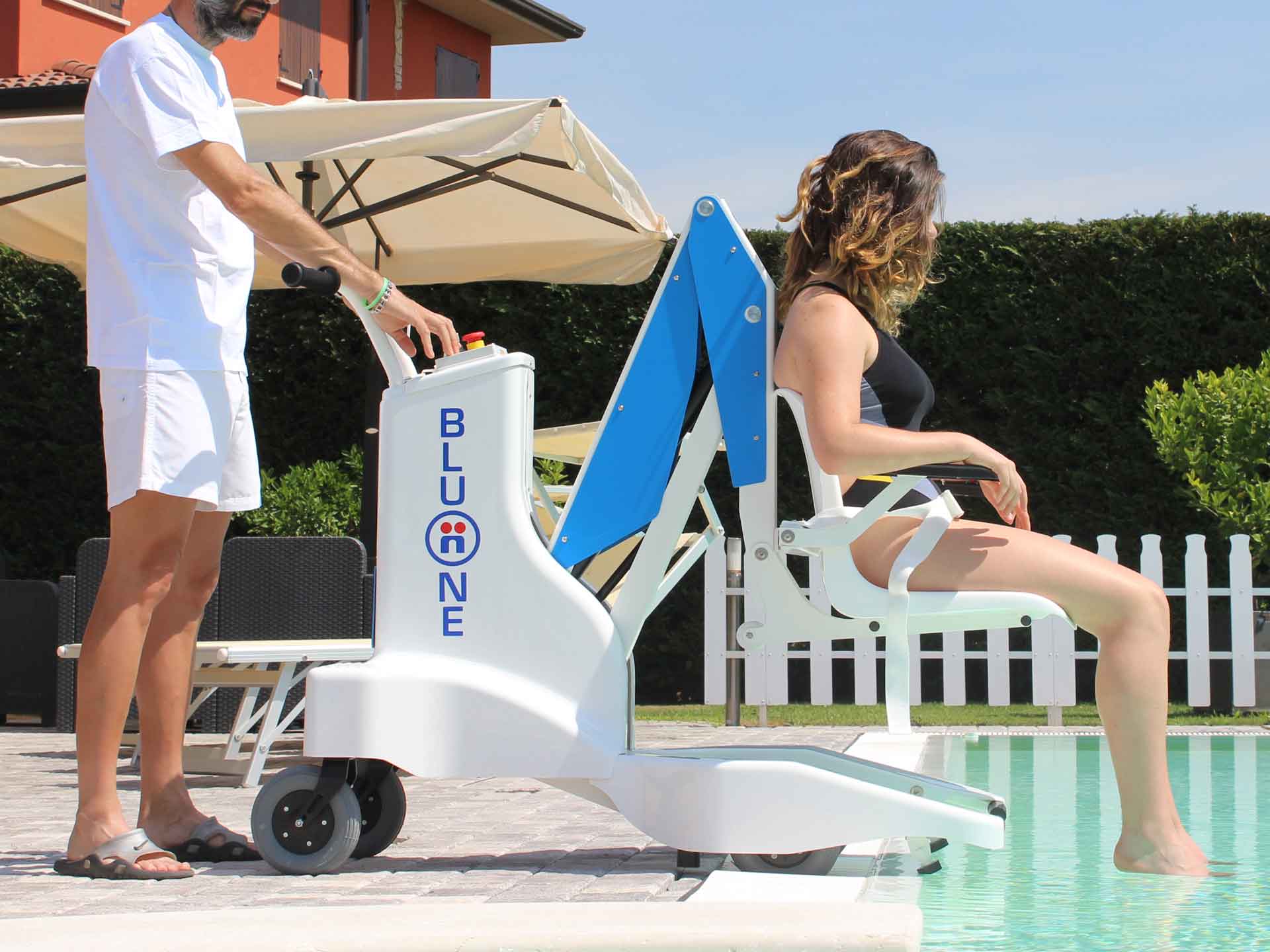 BluOne pool lift hire, swimming pool access for the disabled and